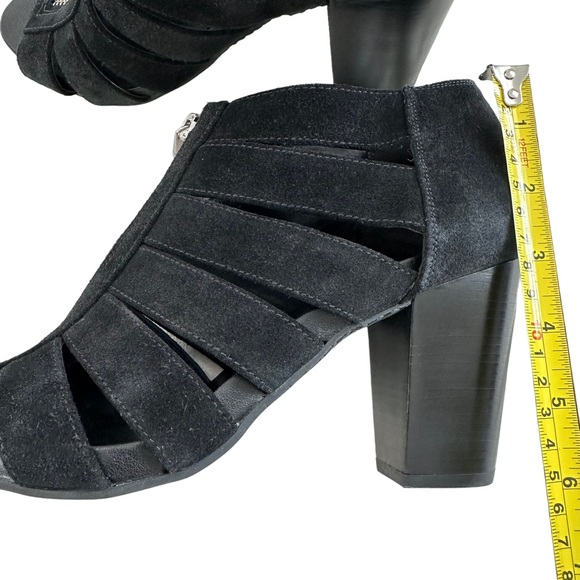 Michael Kors Sherry Black Suede Strappy Cage Staked Heel Sandals Women’s Size 9M - Picture 13 of 16